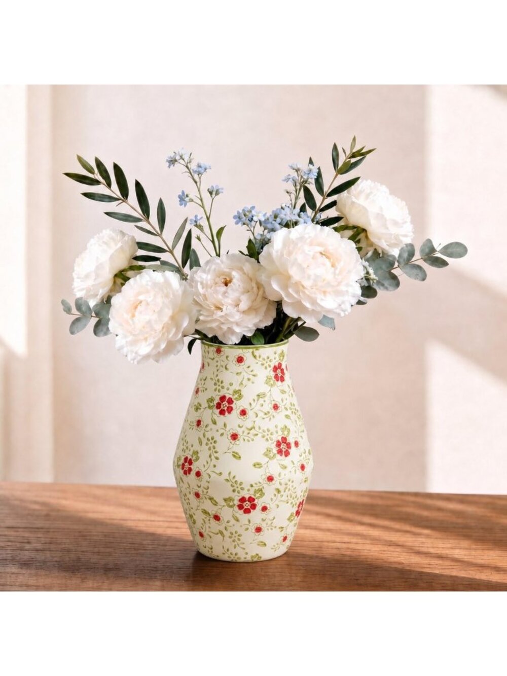 10 Inch Green Vintage Ceramic Rustic Farmhouse Flower Vase For Table Home Decor